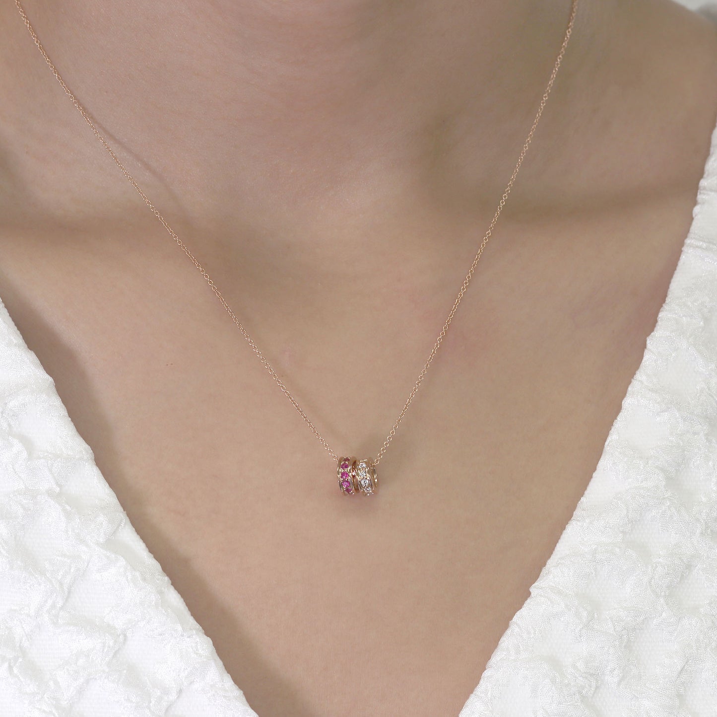 14K RUBY DONUT NECKLACE