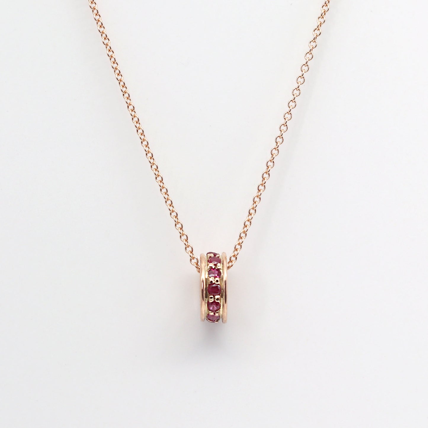 14K RUBY DONUT NECKLACE