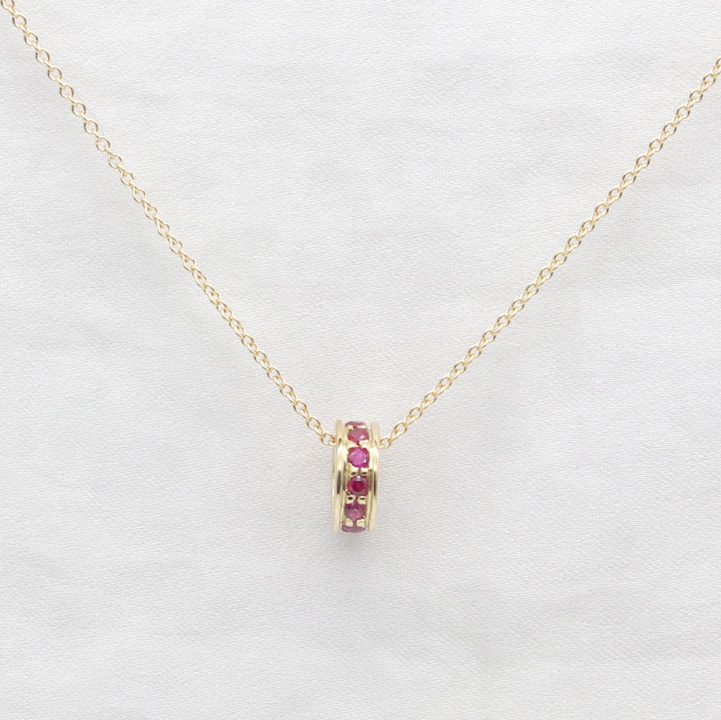 14K RUBY DONUT NECKLACE