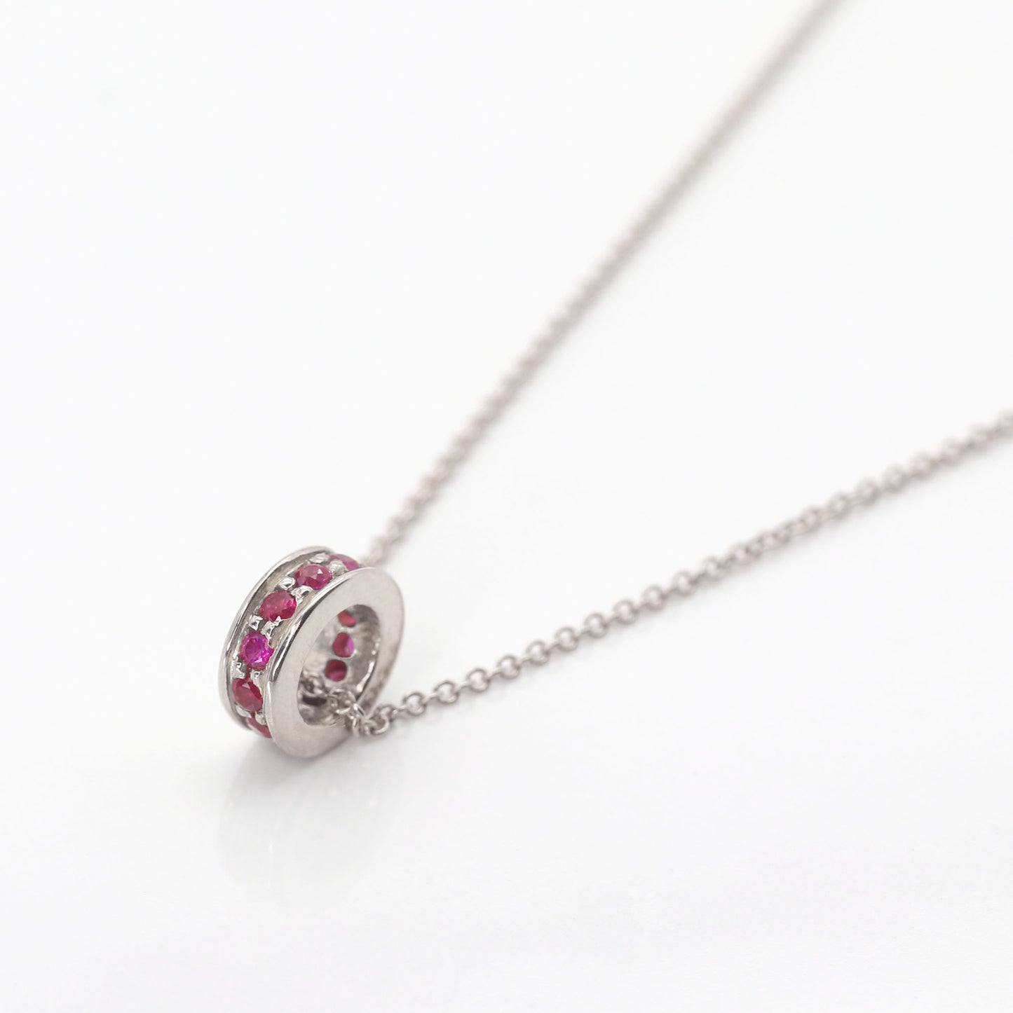 14K RUBY DONUT NECKLACE