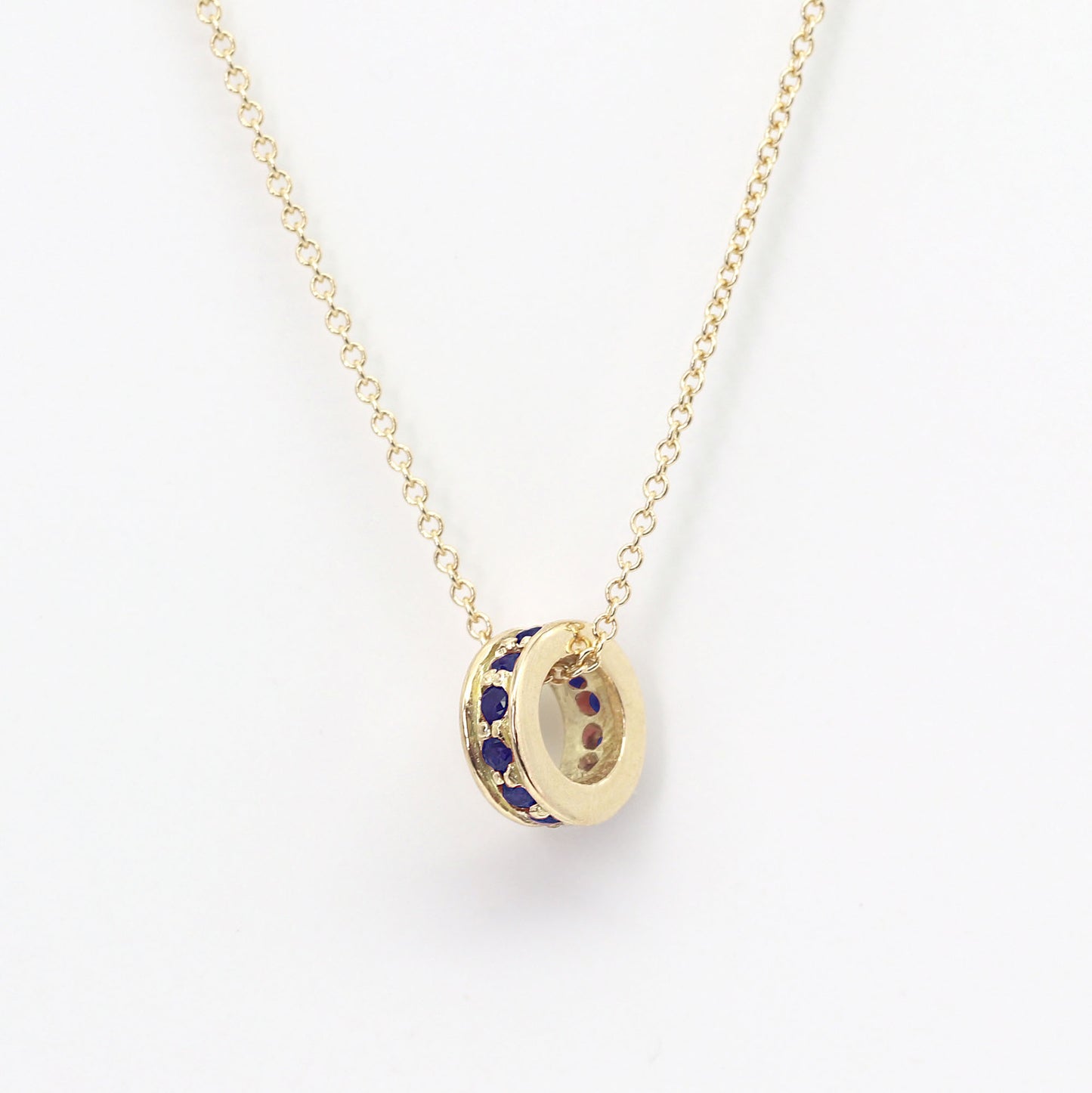 14K SAPPHIRE DONUT NECKLACE