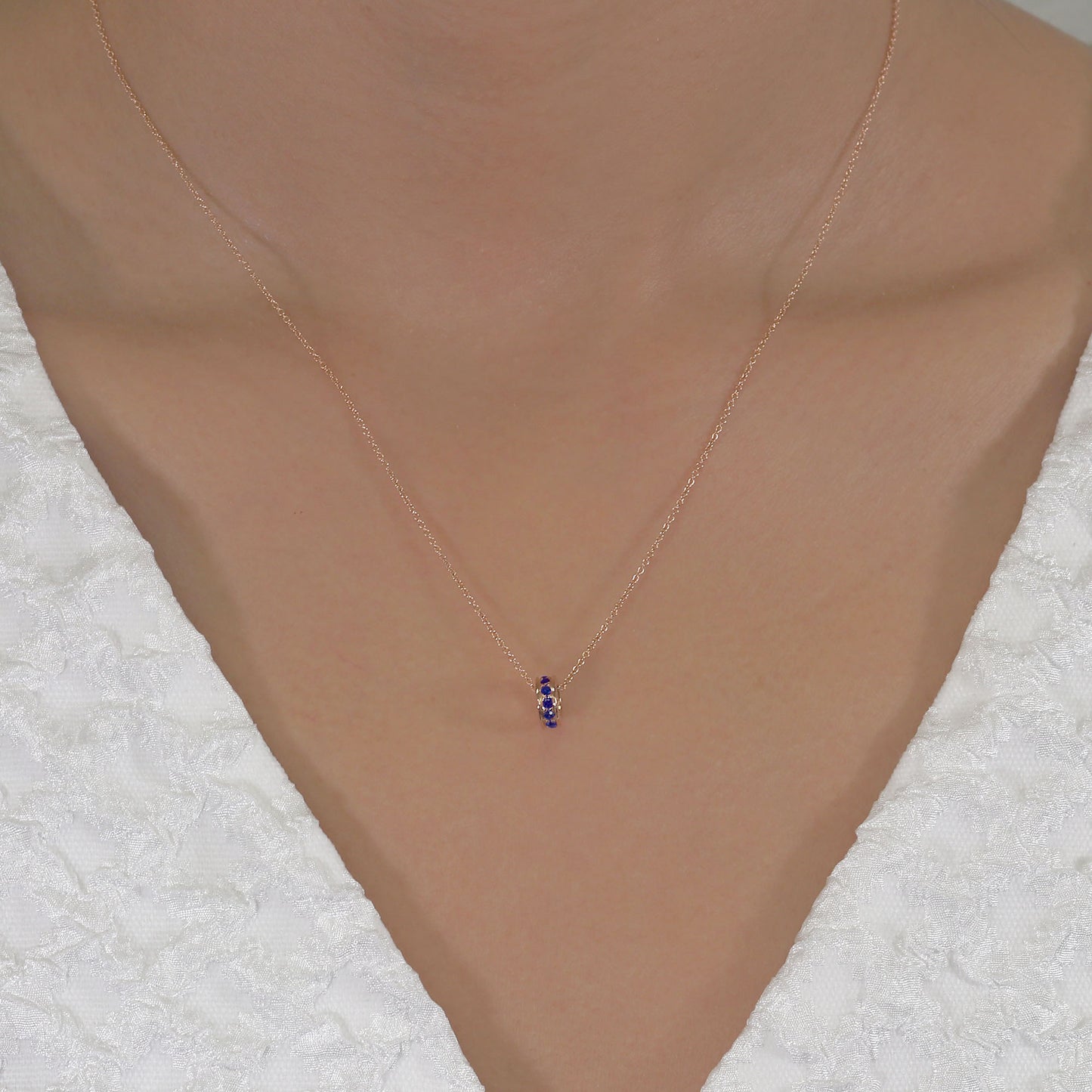 14K SAPPHIRE DONUT NECKLACE