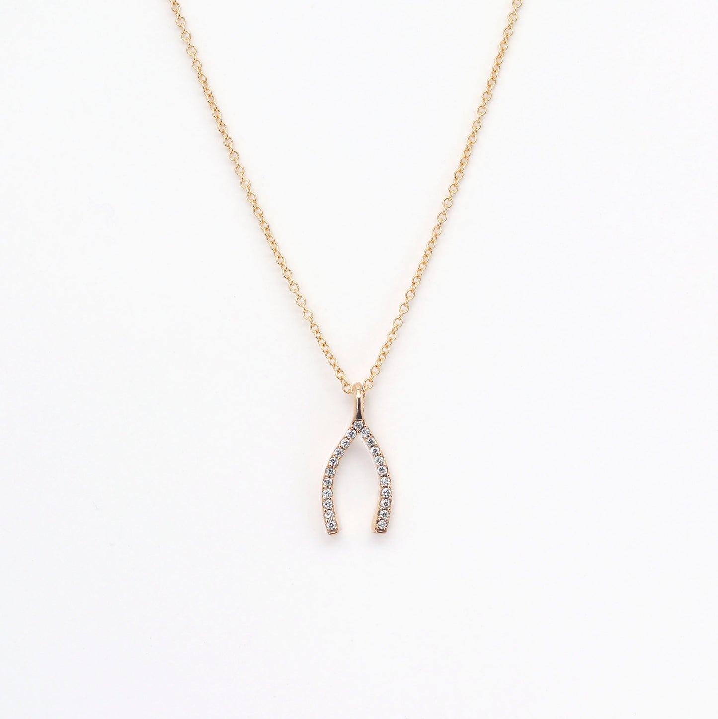 14K DIAMOND WISHBONE NECKLACE