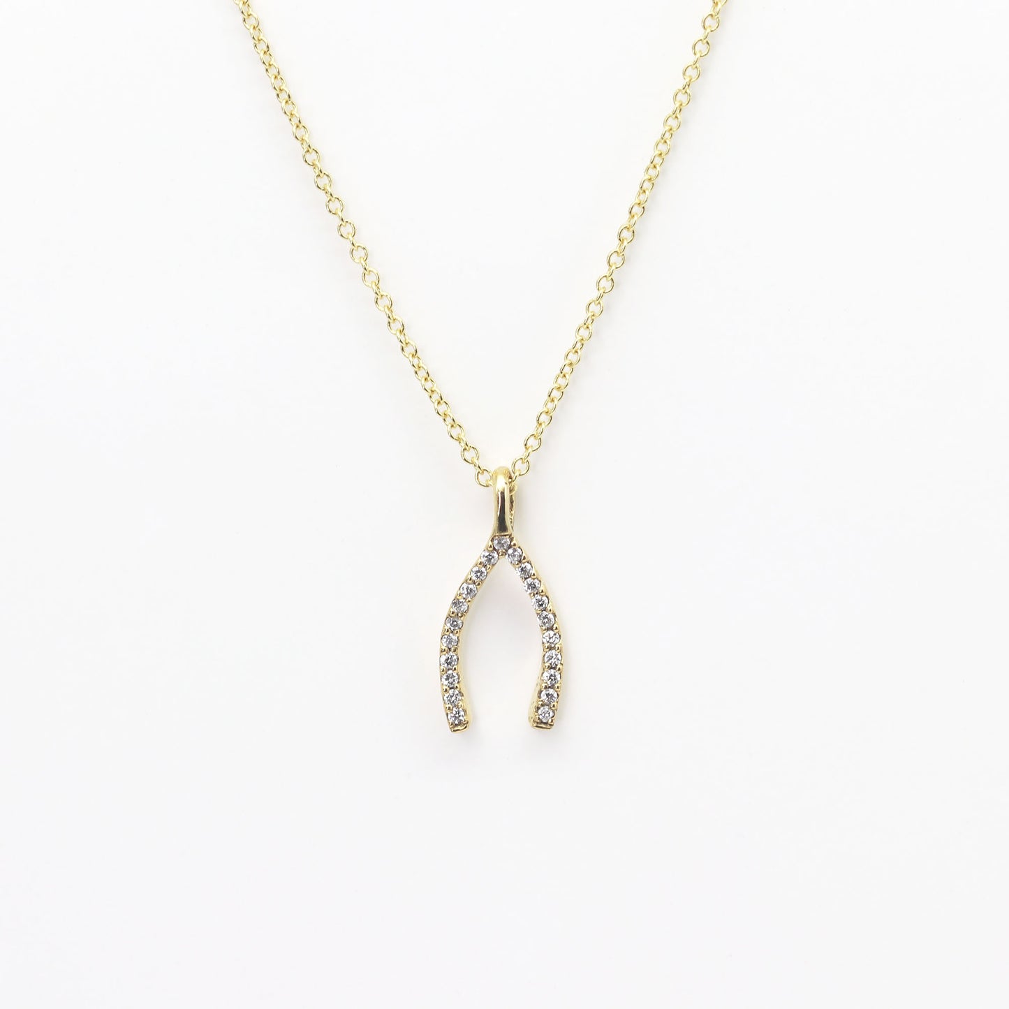 14K DIAMOND WISHBONE NECKLACE