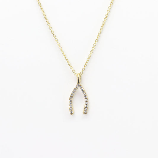 14K DIAMOND WISHBONE NECKLACE