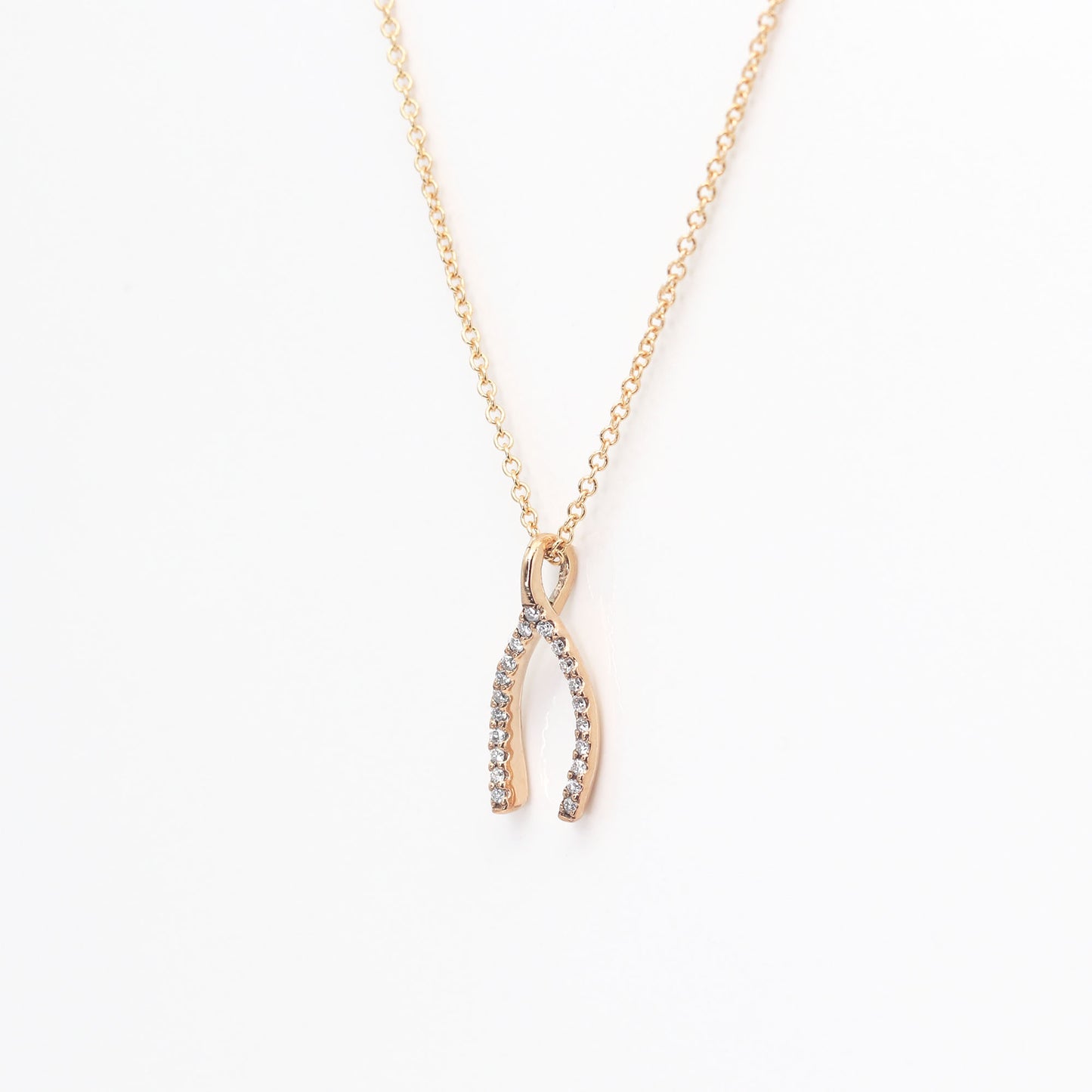 14K DIAMOND WISHBONE NECKLACE