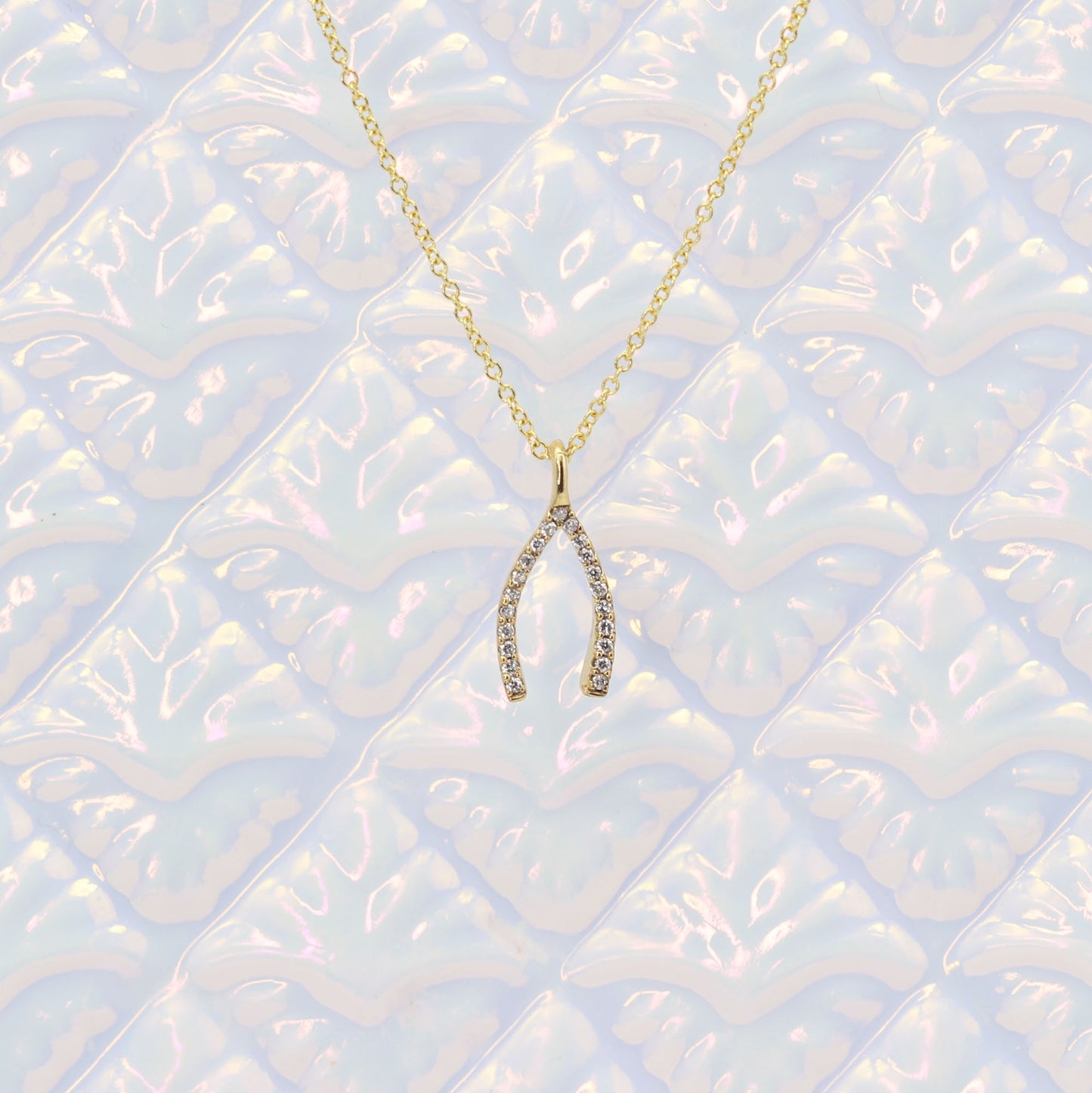 14K DIAMOND WISHBONE NECKLACE