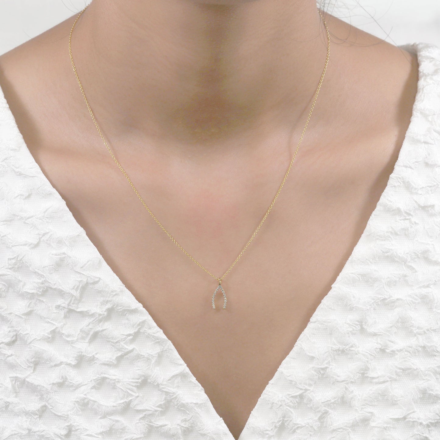 14K DIAMOND WISHBONE NECKLACE