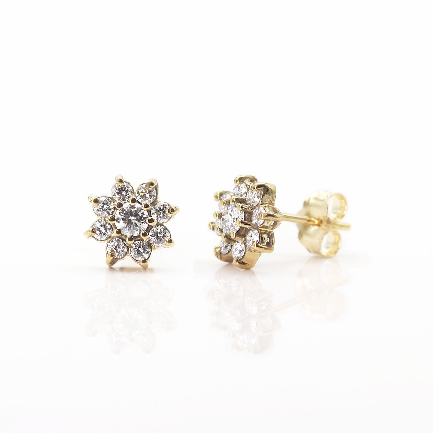 14K DIAMOND FLOWER EARRING (0.25CT AS SINGLE)