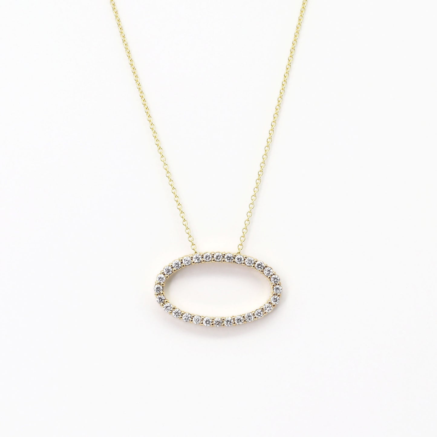 14K DIAMOND OVAL CIRCLE NECKLACE