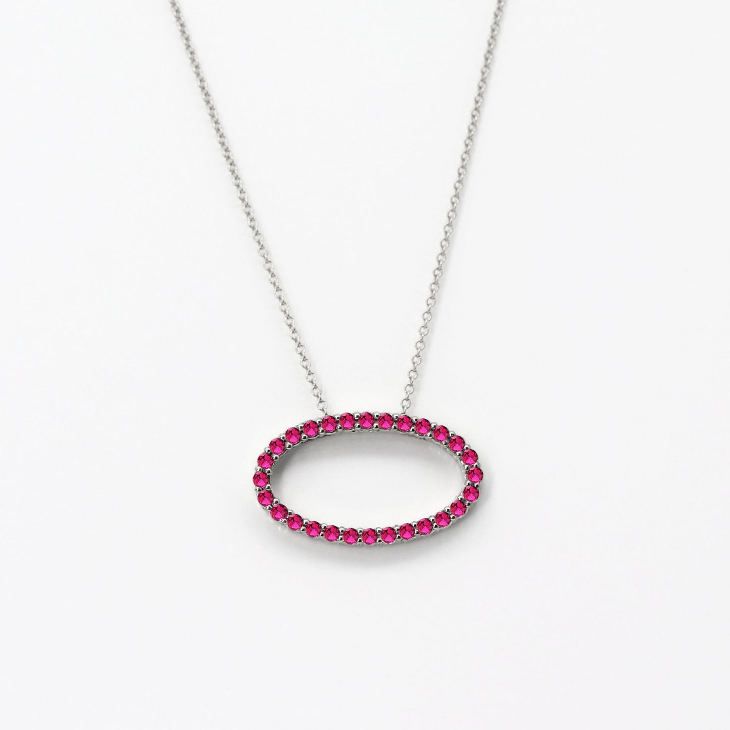 14K RUBY OVAL CIRCLE NECKLACE