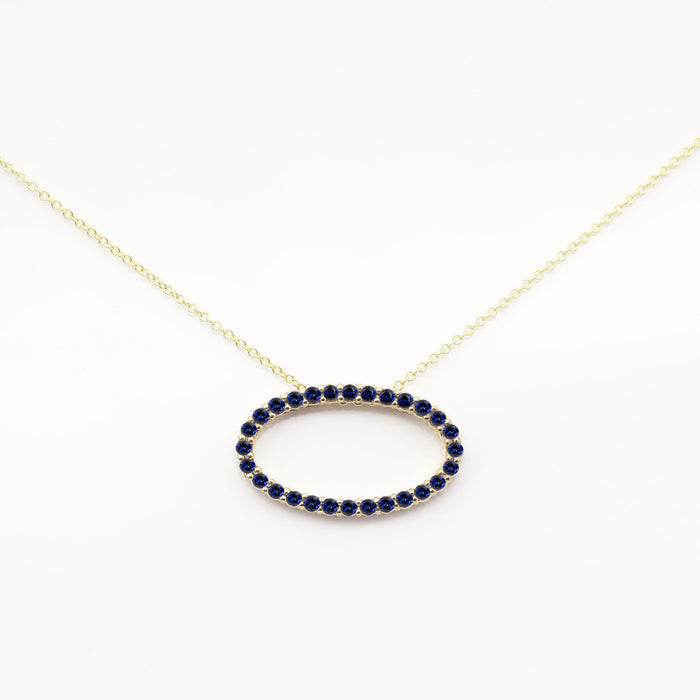 14K SAPPHIRE OVAL CIRCLE NECKLACE