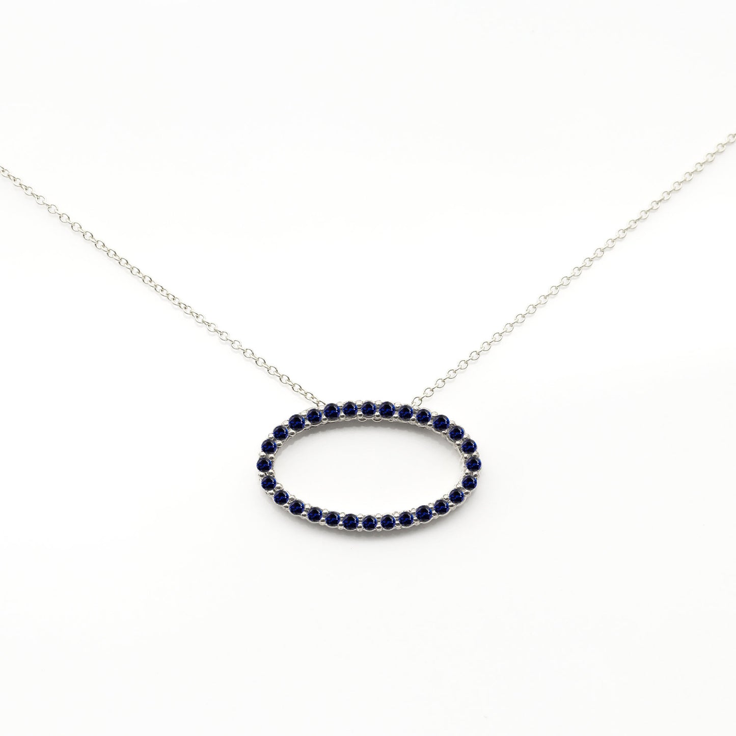 14K SAPPHIRE OVAL CIRCLE NECKLACE