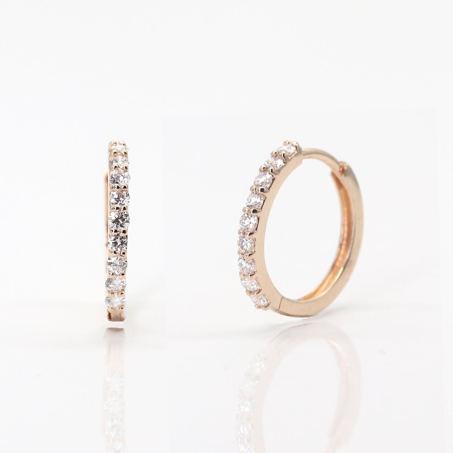 14K DIAMOND HOOP EARRING (0.17CT AS SINGLE)