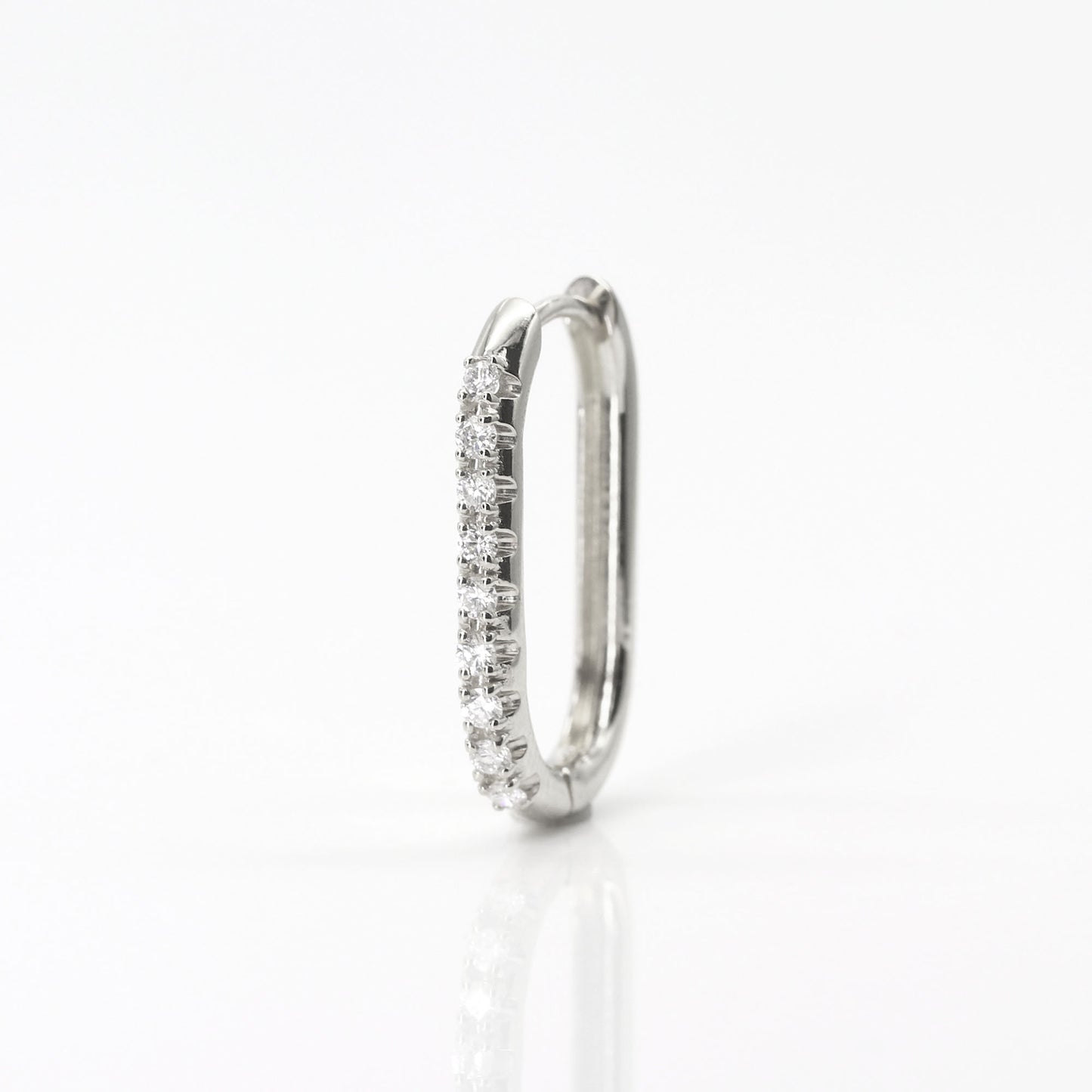 14K DIAMOND RECTANGULAR HOOP EARRING (0.18CT AS SINGLE)