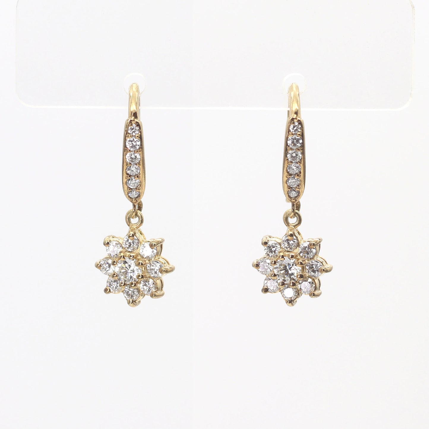 14K DIAMOND FLOWER HOOK EARRING