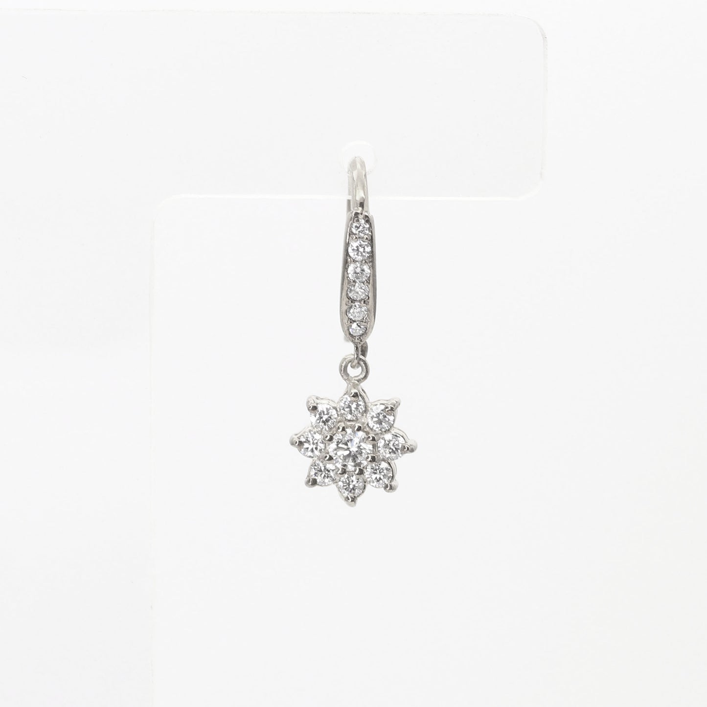 14K DIAMOND FLOWER HOOK EARRING