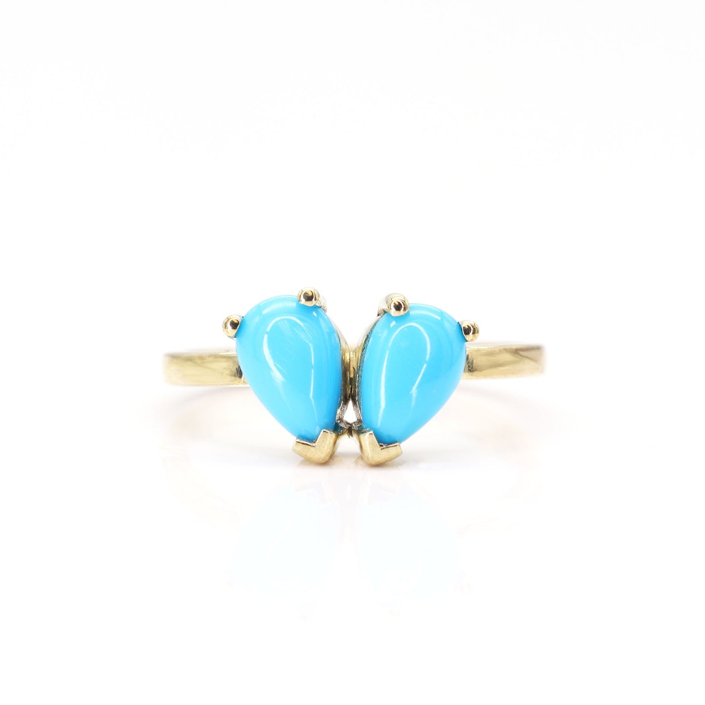 14K TURQUOISE TOI ET MOIE RING