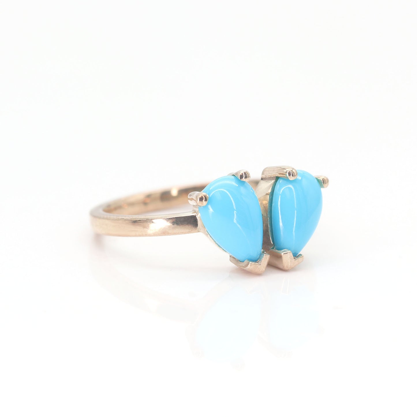 14K TURQUOISE TOI ET MOIE RING