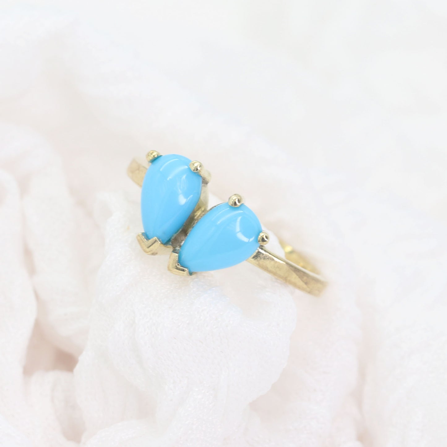 14K TURQUOISE TOI ET MOIE RING