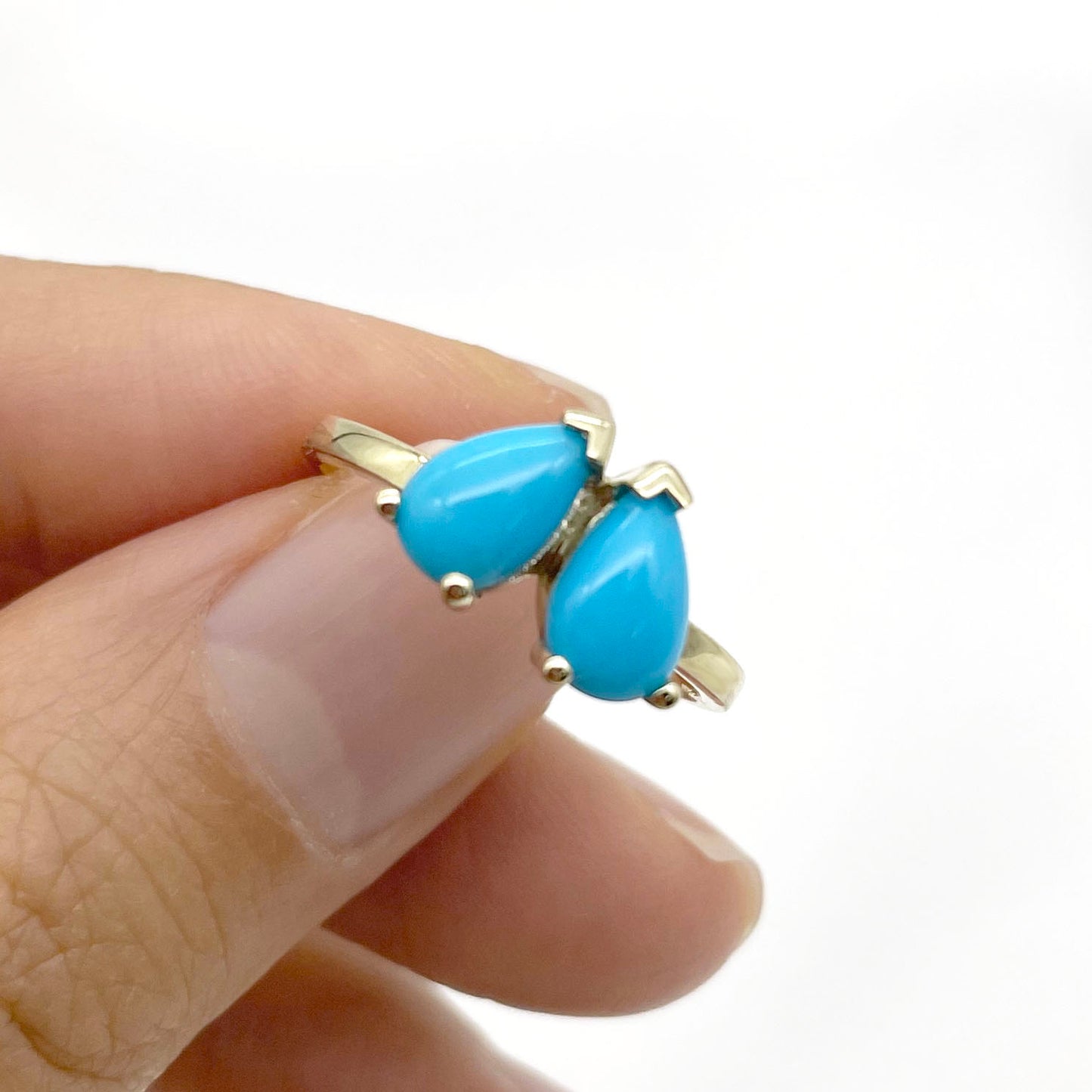 14K TURQUOISE TOI ET MOIE RING