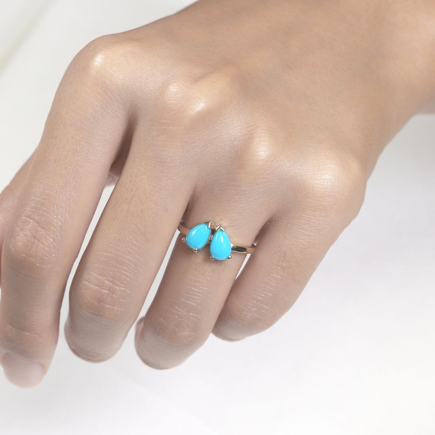 14K TURQUOISE TOI ET MOIE RING