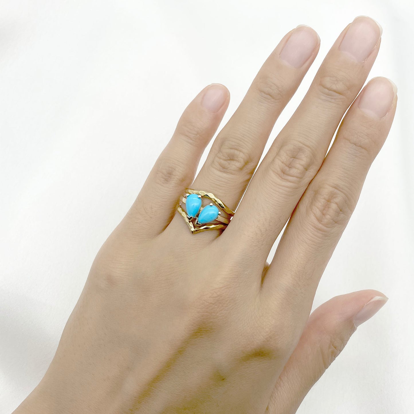 14K TURQUOISE TOI ET MOIE RING