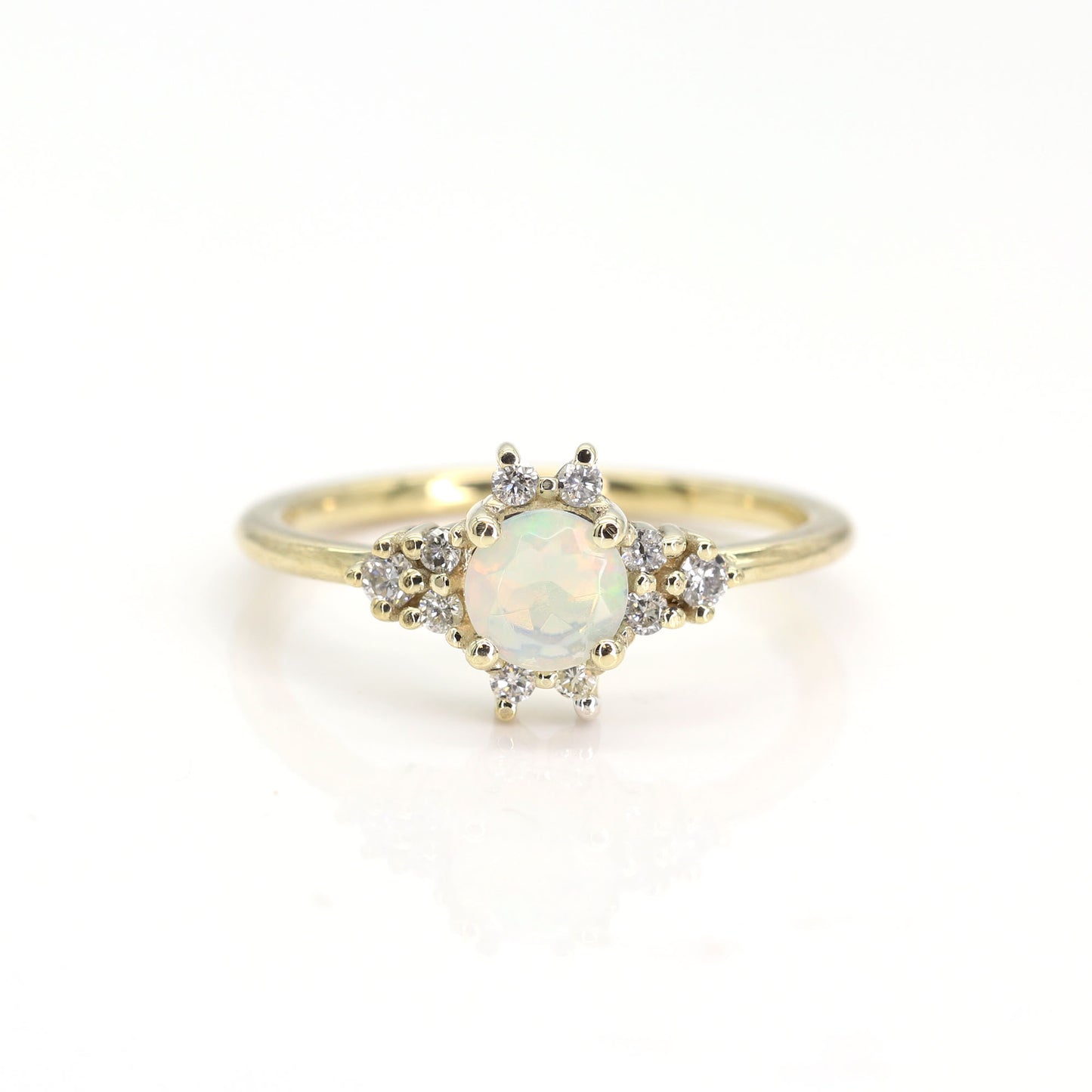 14K OPAL DIAMOND CLUSTER RING