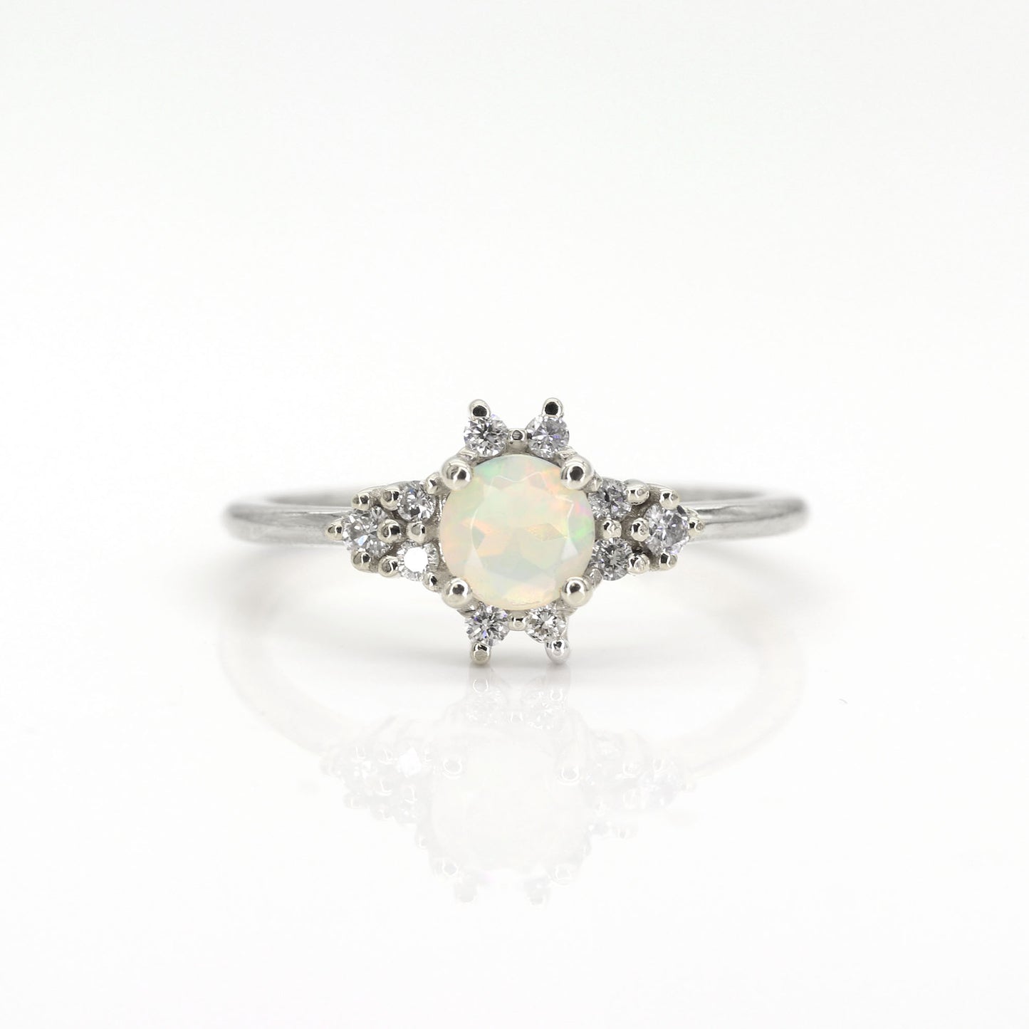 14K OPAL DIAMOND CLUSTER RING