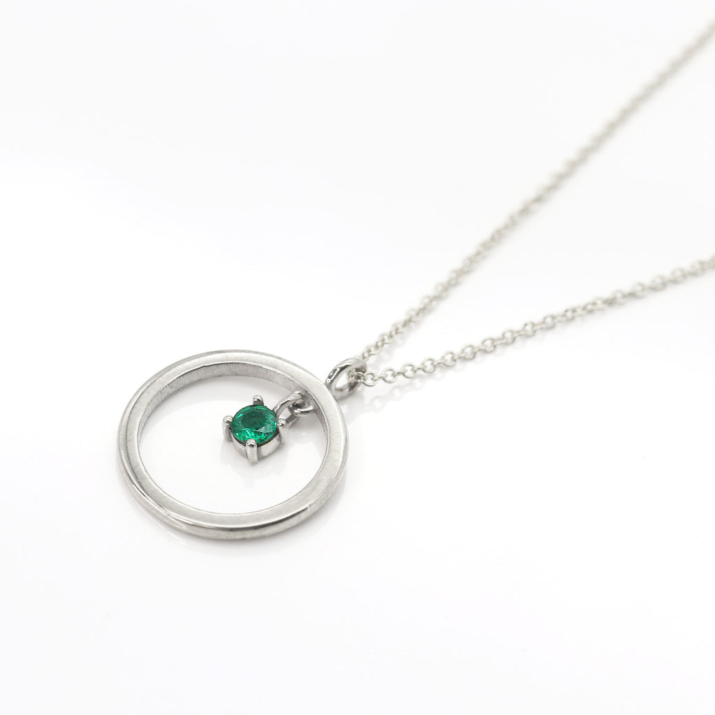 14K BIRTHSTONE CIRCLE NECKLACE (CHOOSE YOUR STONE)