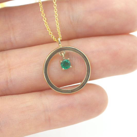 14K BIRTHSTONE CIRCLE NECKLACE (CHOOSE YOUR STONE)