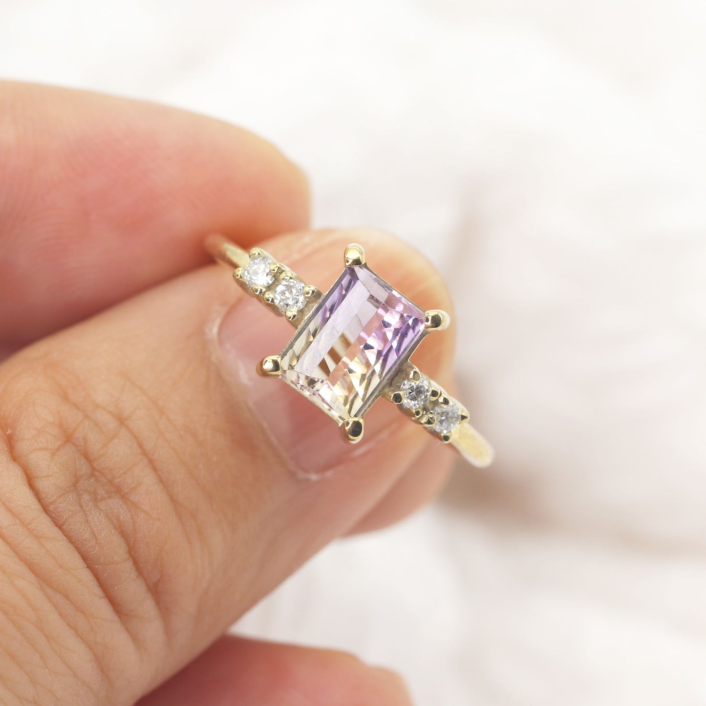 14K AMETRINE DIAMOND RING