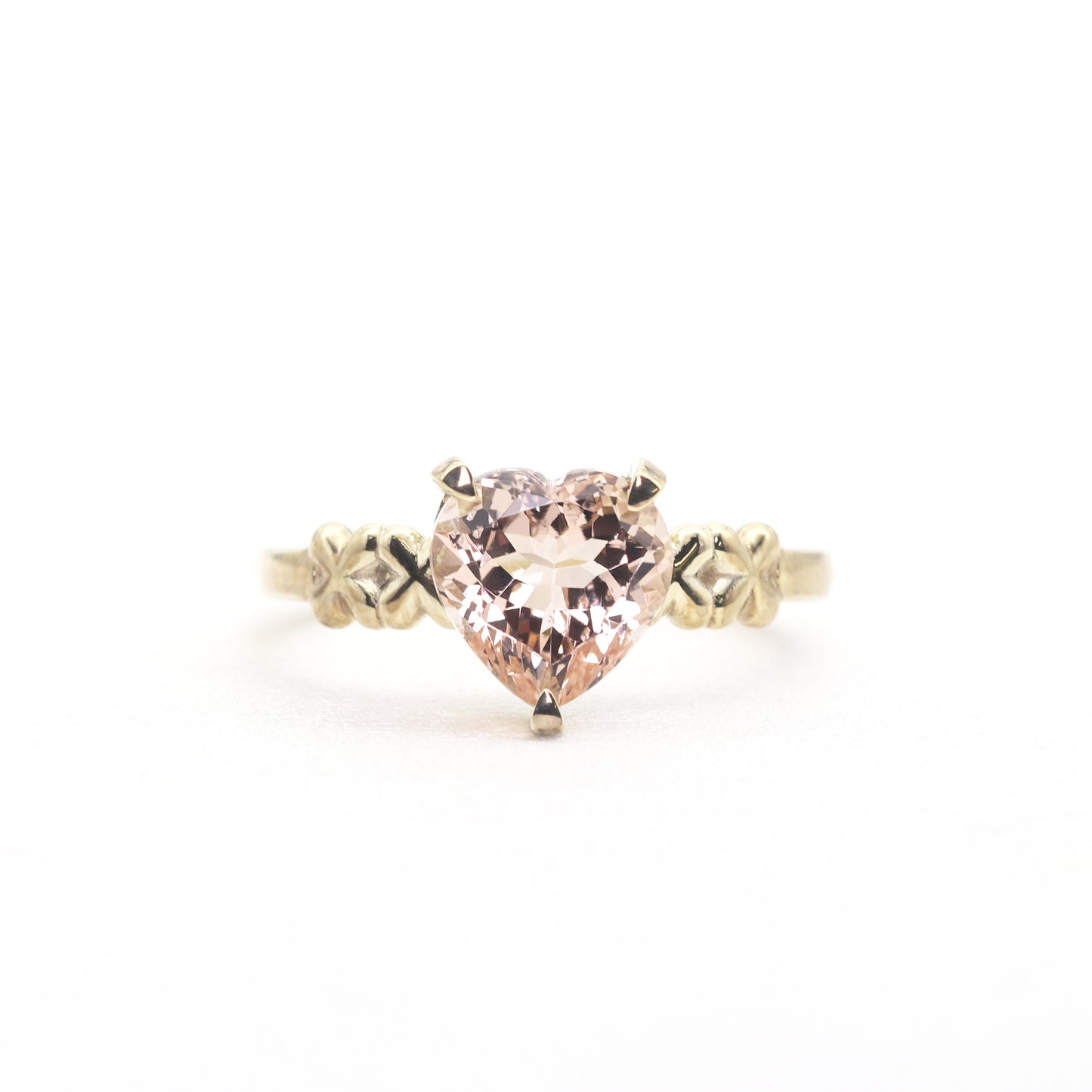 14K HEART MORGANITE X RING