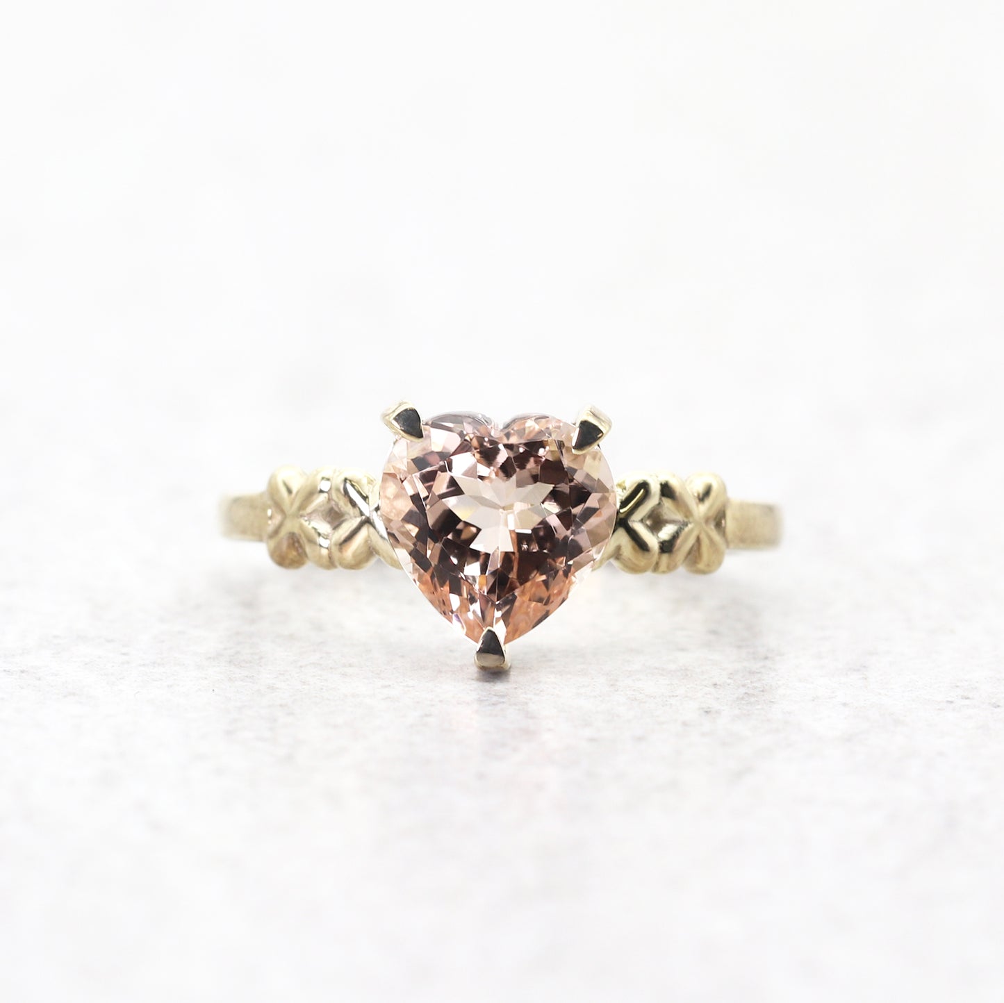 14K HEART MORGANITE X RING