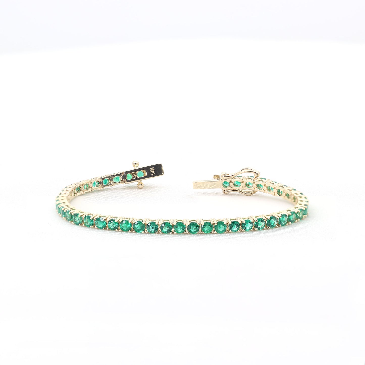 14k Gold Natural Emerald Tennis Bracelet