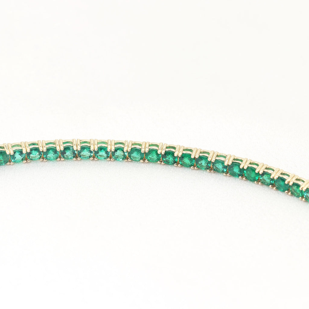 14k Gold Natural Emerald Tennis Bracelet