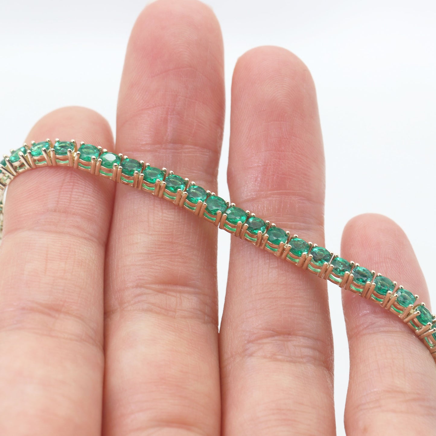 14k Gold Natural Emerald Tennis Bracelet