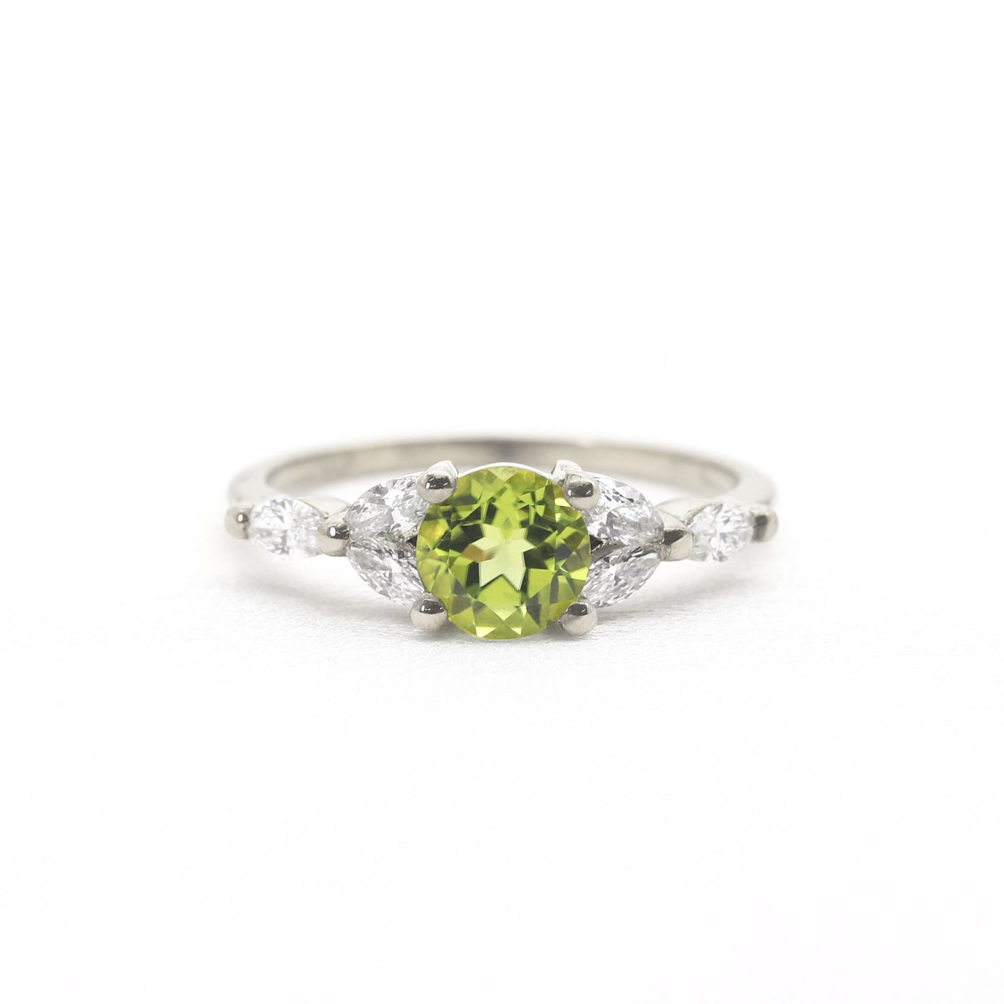 14K PERIDOT MARQUISE DIAMOND RING