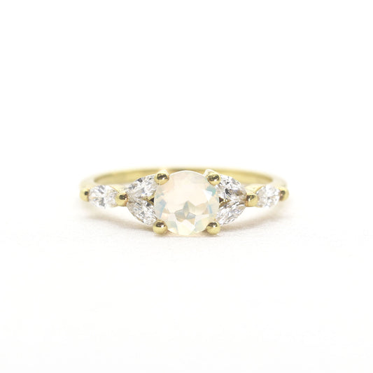 14K OPAL MARQUISE DIAMOND RING