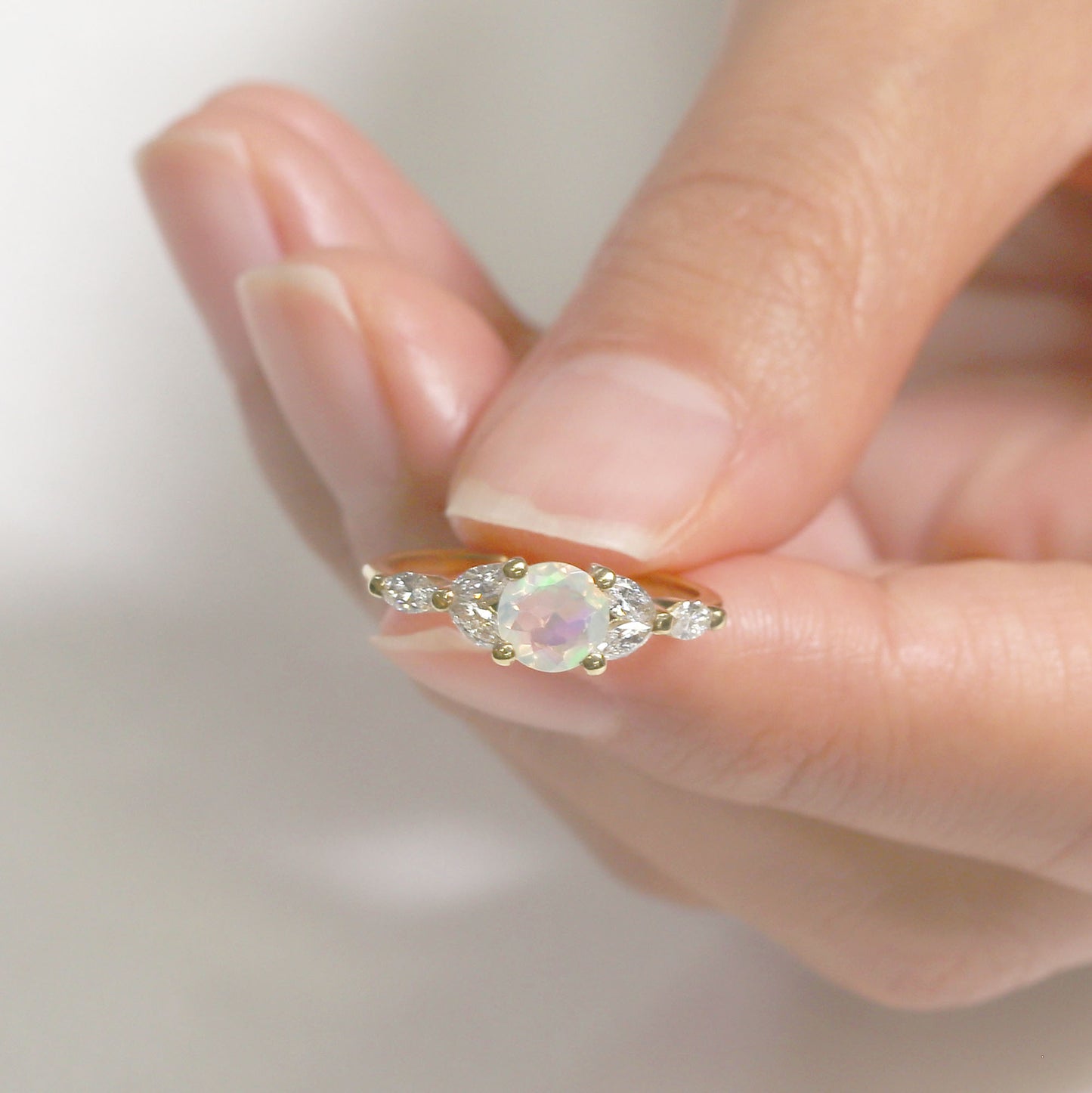 14K OPAL MARQUISE DIAMOND RING