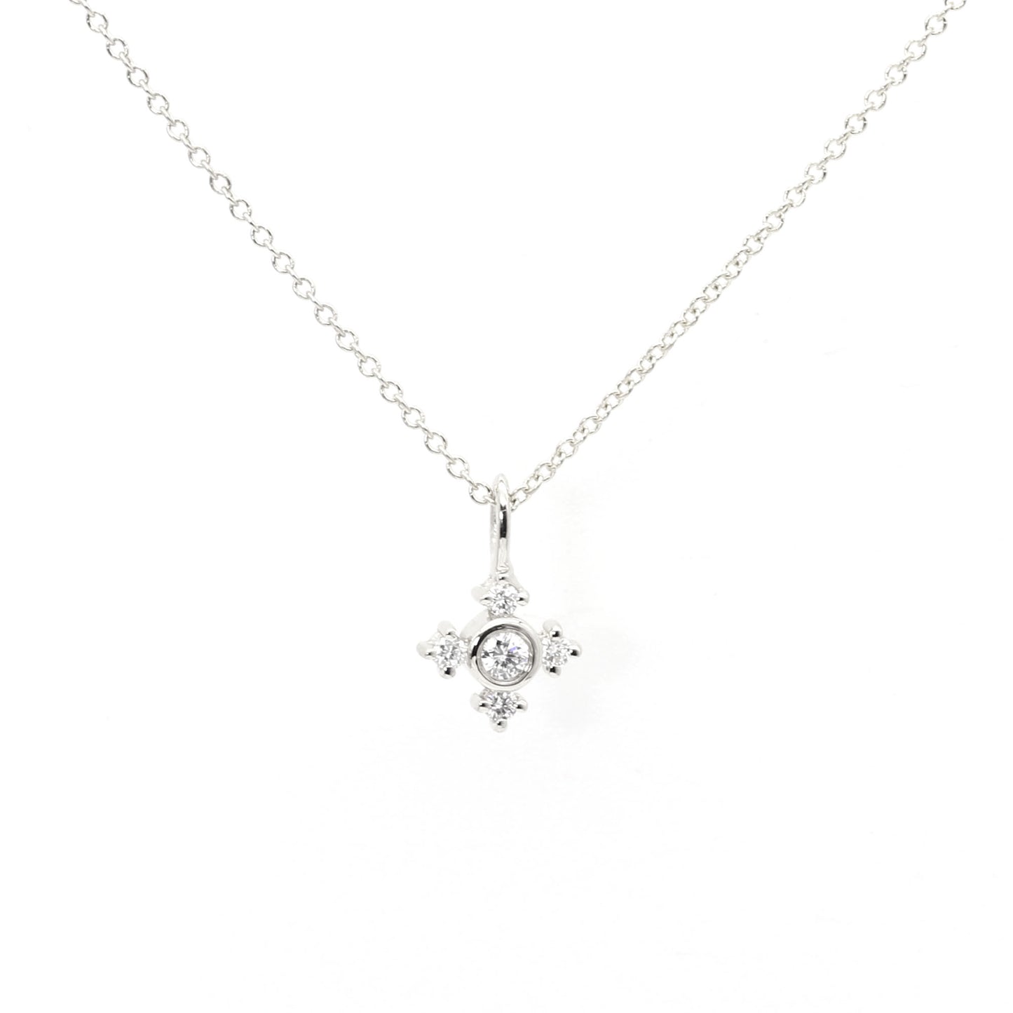 14K 0.12CT DIAMOND TINY CROSS NECKLACE