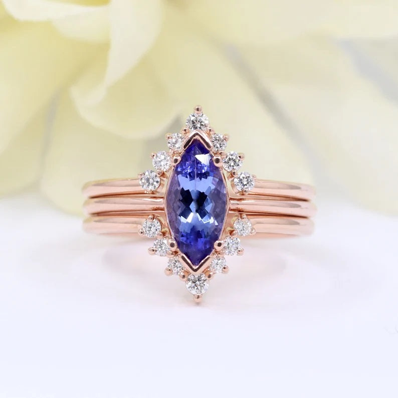 14K MARQUISE TANZANITE SOLITAIRE RING