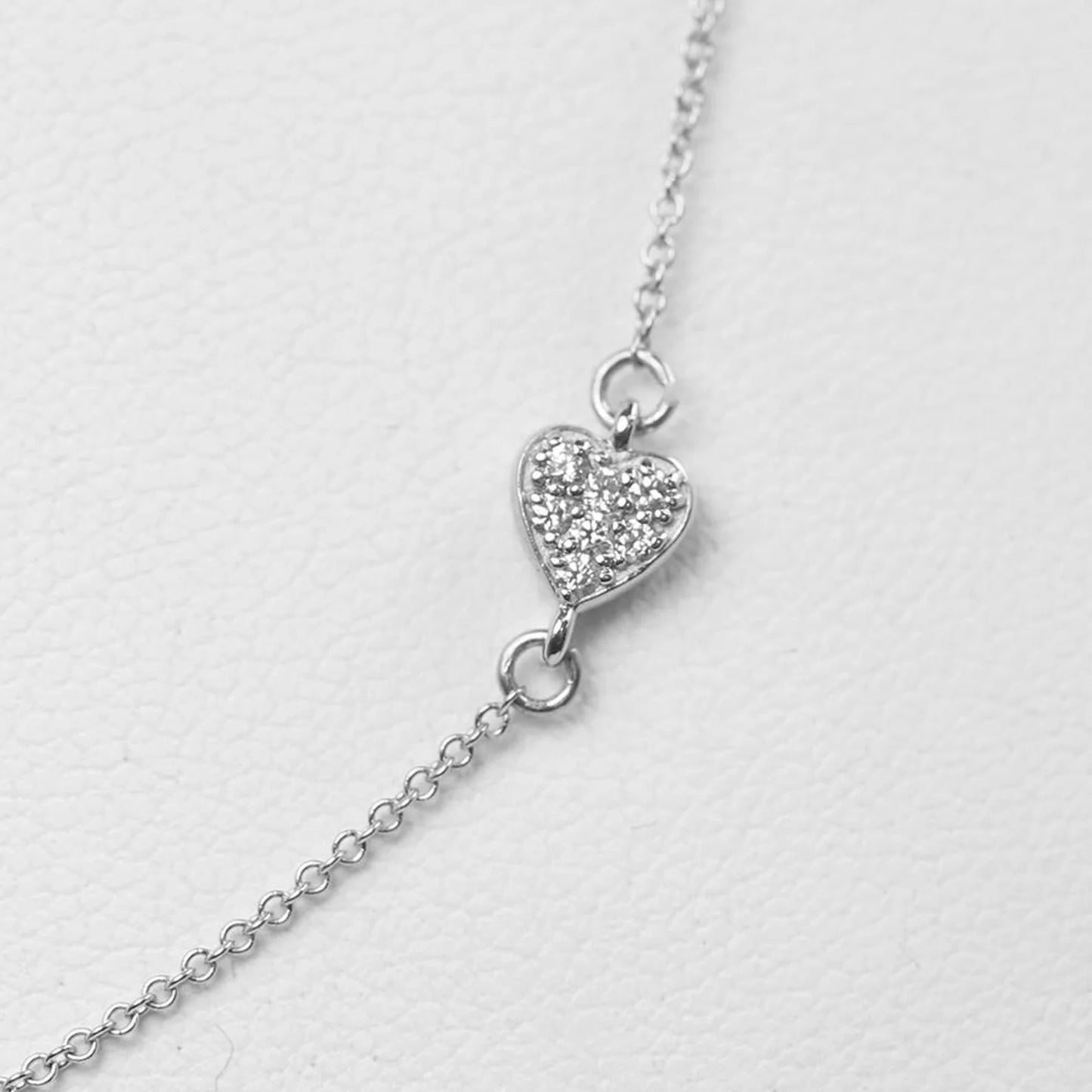 14K 0.14CT DIAMOND TINY HEART BRACELET