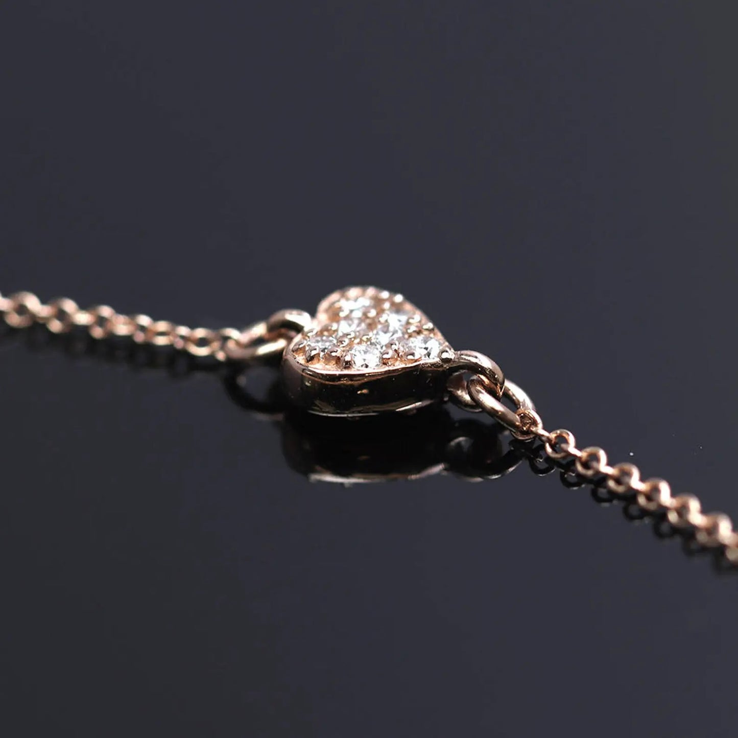 14K 0.14CT DIAMOND TINY HEART BRACELET