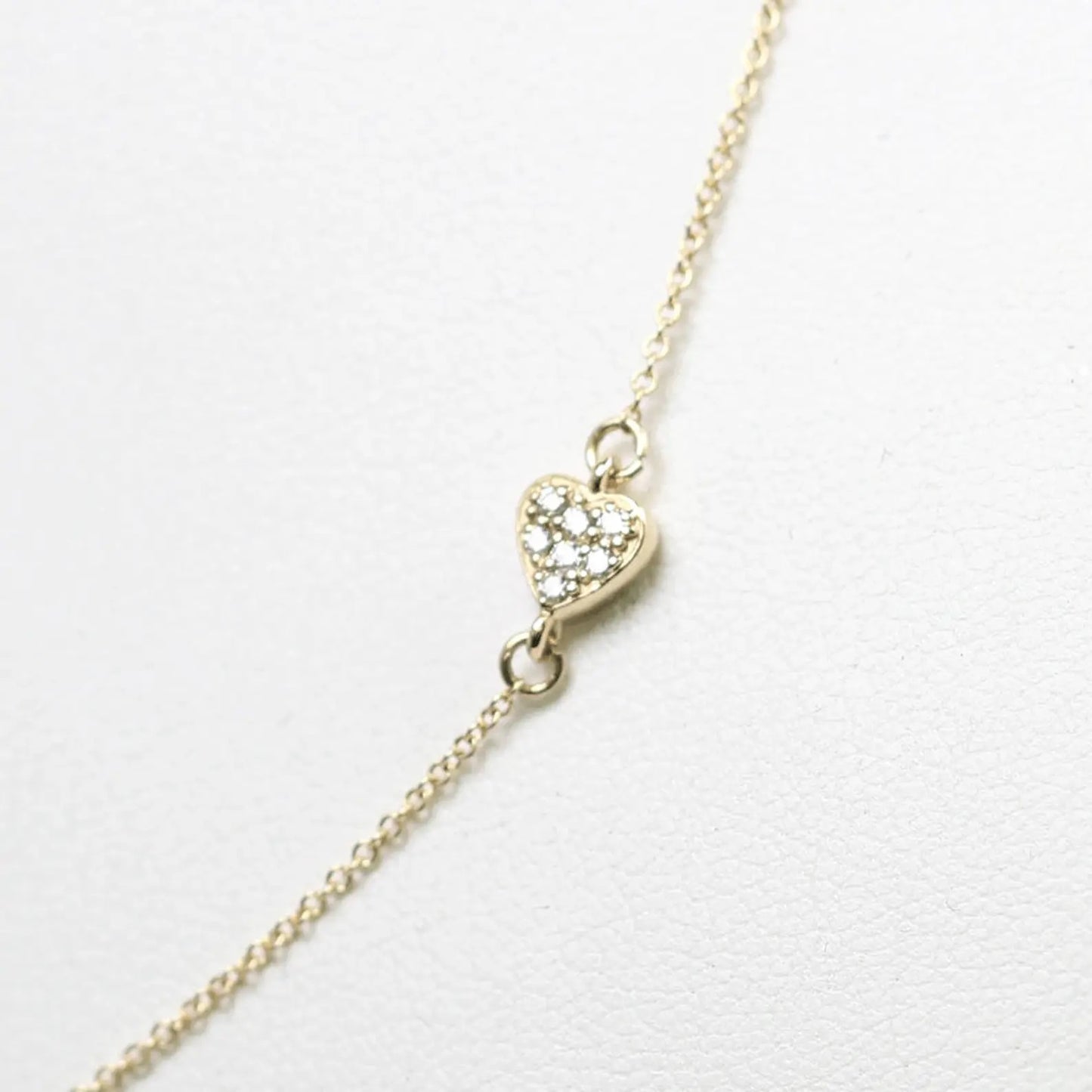 14K 0.14CT DIAMOND TINY HEART BRACELET