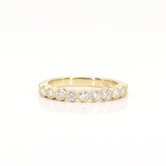 14K 0.55CT DIAMOND BEZEL MILGRAIN BAND