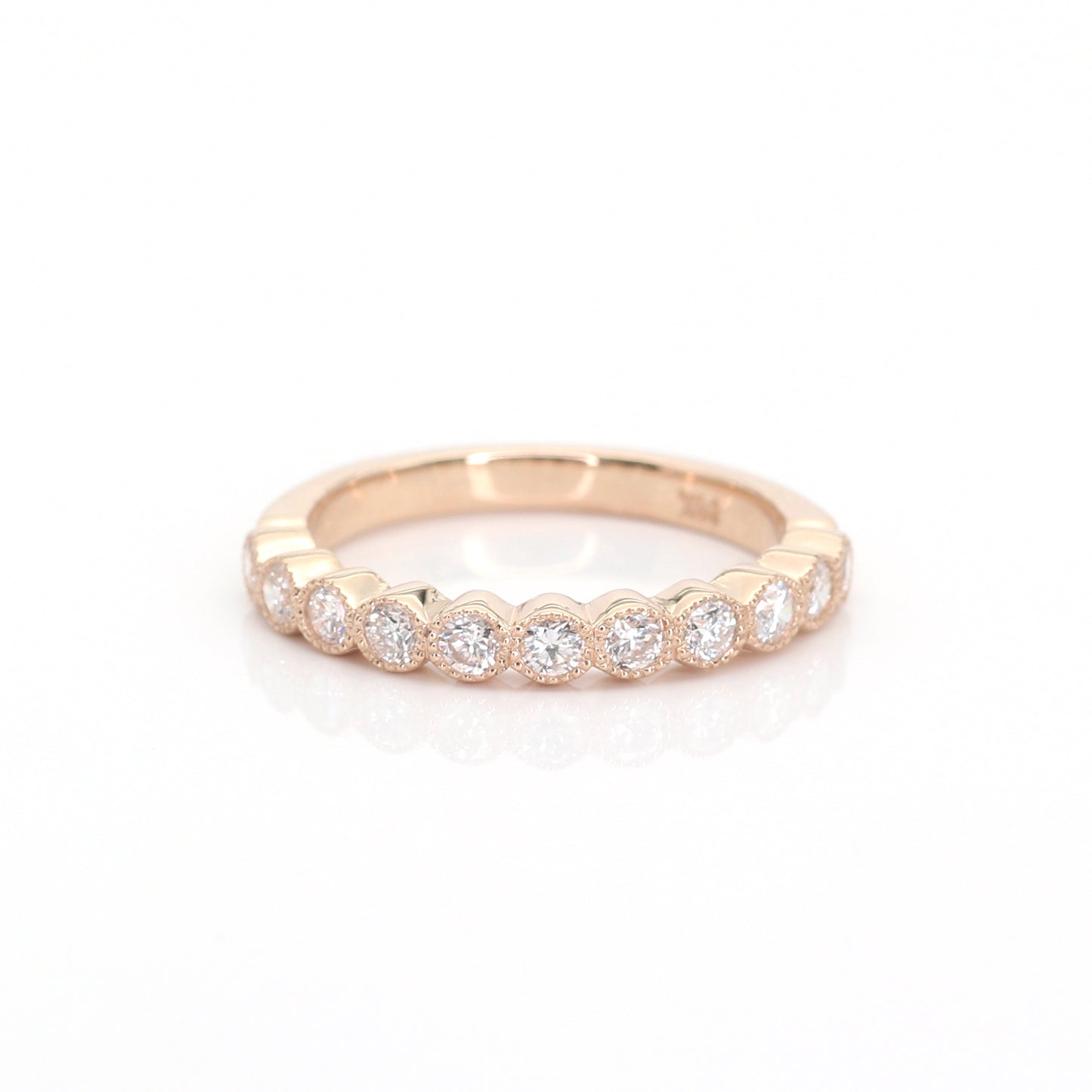 14K 0.55CT DIAMOND BEZEL MILGRAIN BAND