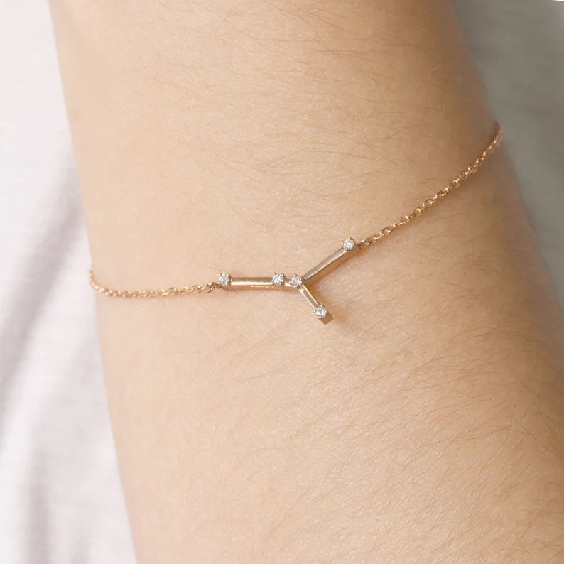 14K DIAMOND CANCER ZODIAC SIGN BRACELET