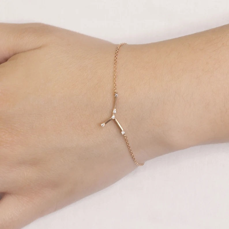 14K DIAMOND CANCER ZODIAC SIGN BRACELET