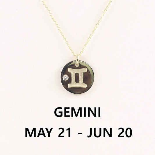 14K 1 DIAMOND GEMINI ZODIAC SIGN NECKLACE